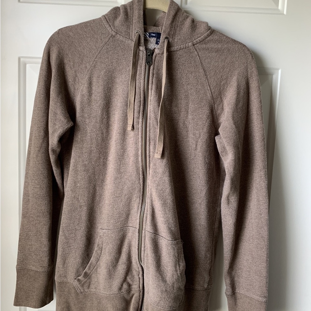 GAP Taupe Zip-Up Hoodie Jacket Size S